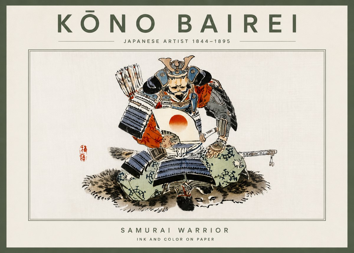 Kōno Bairei Samurai Warrior No4 - Juliste