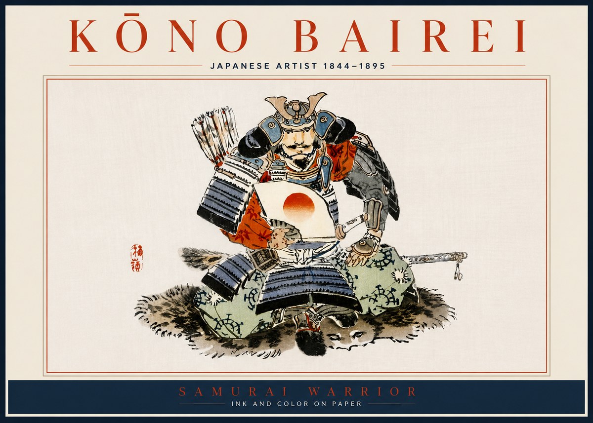 Kōno Bairei Samurai Warrior No5 - Juliste
