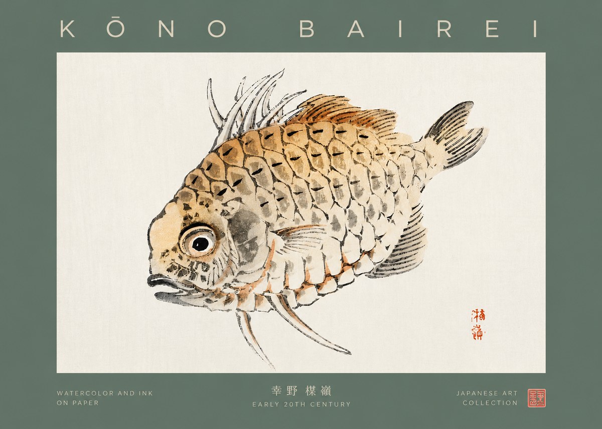Kōno Bairei Fish III No2 - Juliste