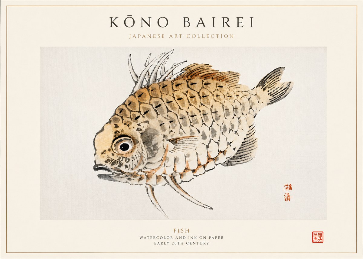 Kōno Bairei Fish III No3 - Juliste
