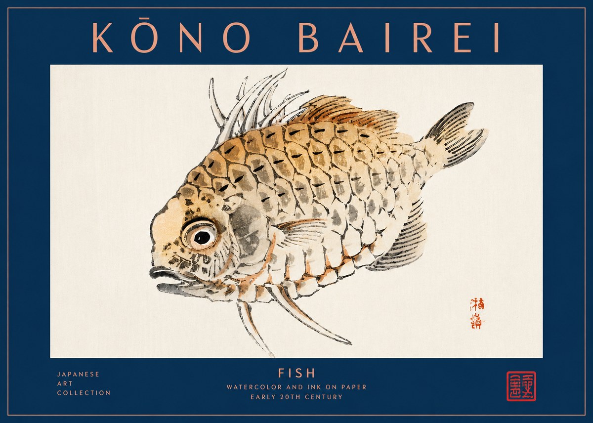 Kōno Bairei Fish III No4 - Juliste