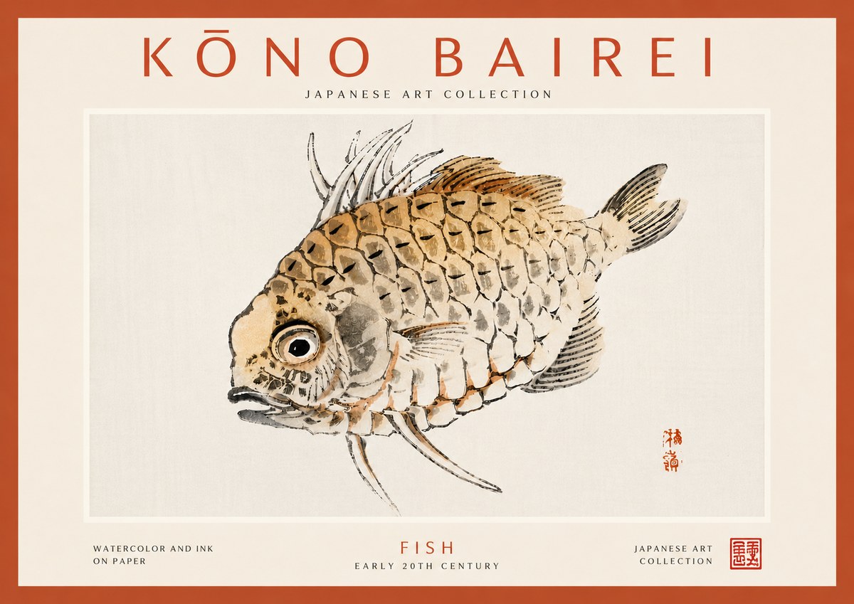 Kōno Bairei Fish III No6 - Juliste