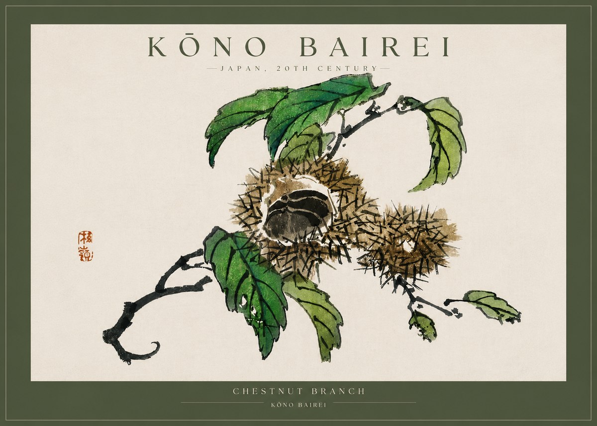 Kōno Bairei Chestnut Branch No4 - Juliste