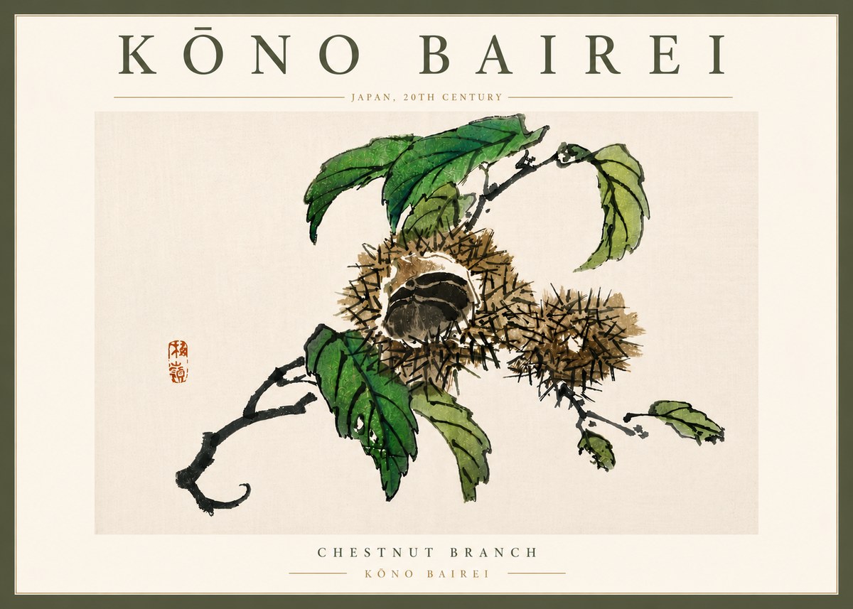 Kōno Bairei Chestnut Branch No6 - Juliste