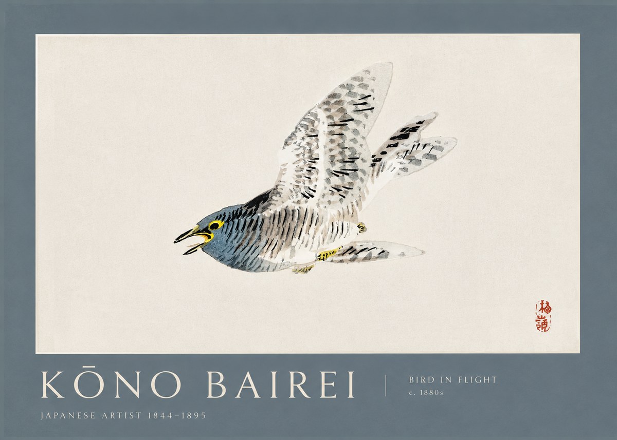 Kōno Bairei Bird in Flight No2 - Juliste