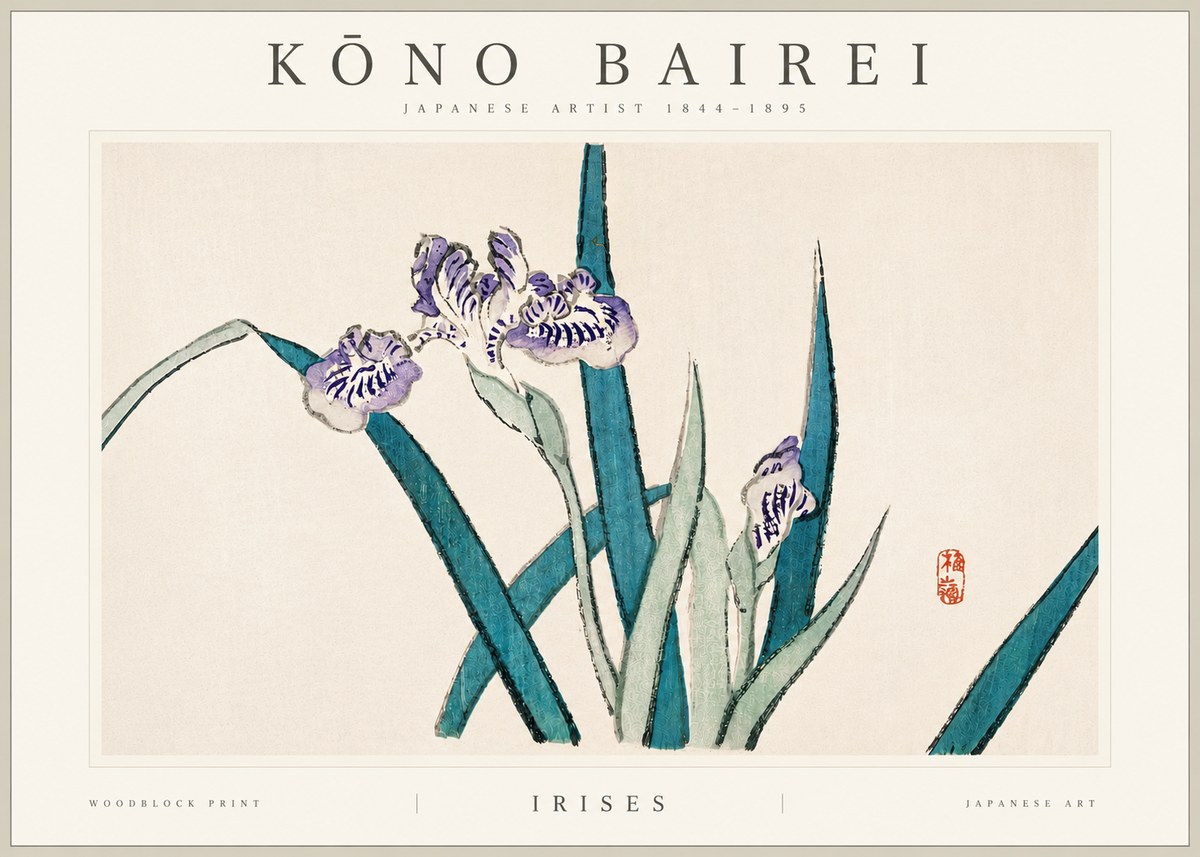 Kōno Bairei Irises No6 - Juliste