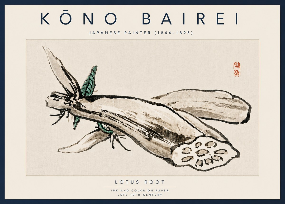 Kōno Bairei Lotus Root No4 - Juliste