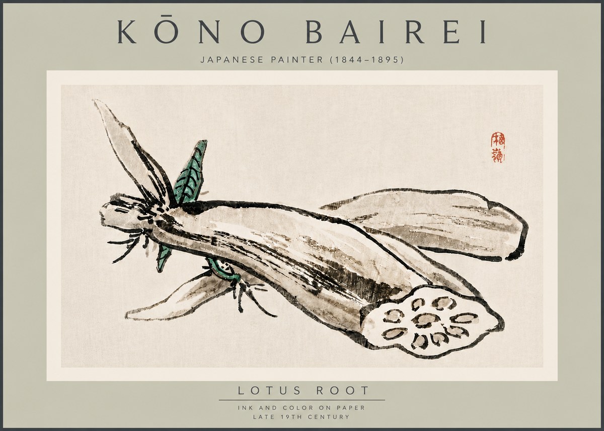 Kōno Bairei Lotus Root No5 - Juliste