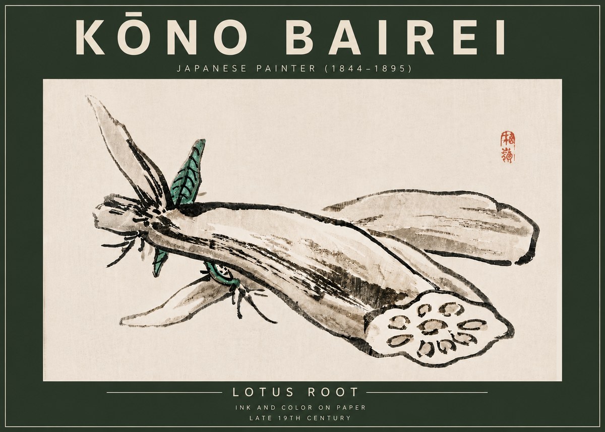 Kōno Bairei Lotus Root No6 - Juliste