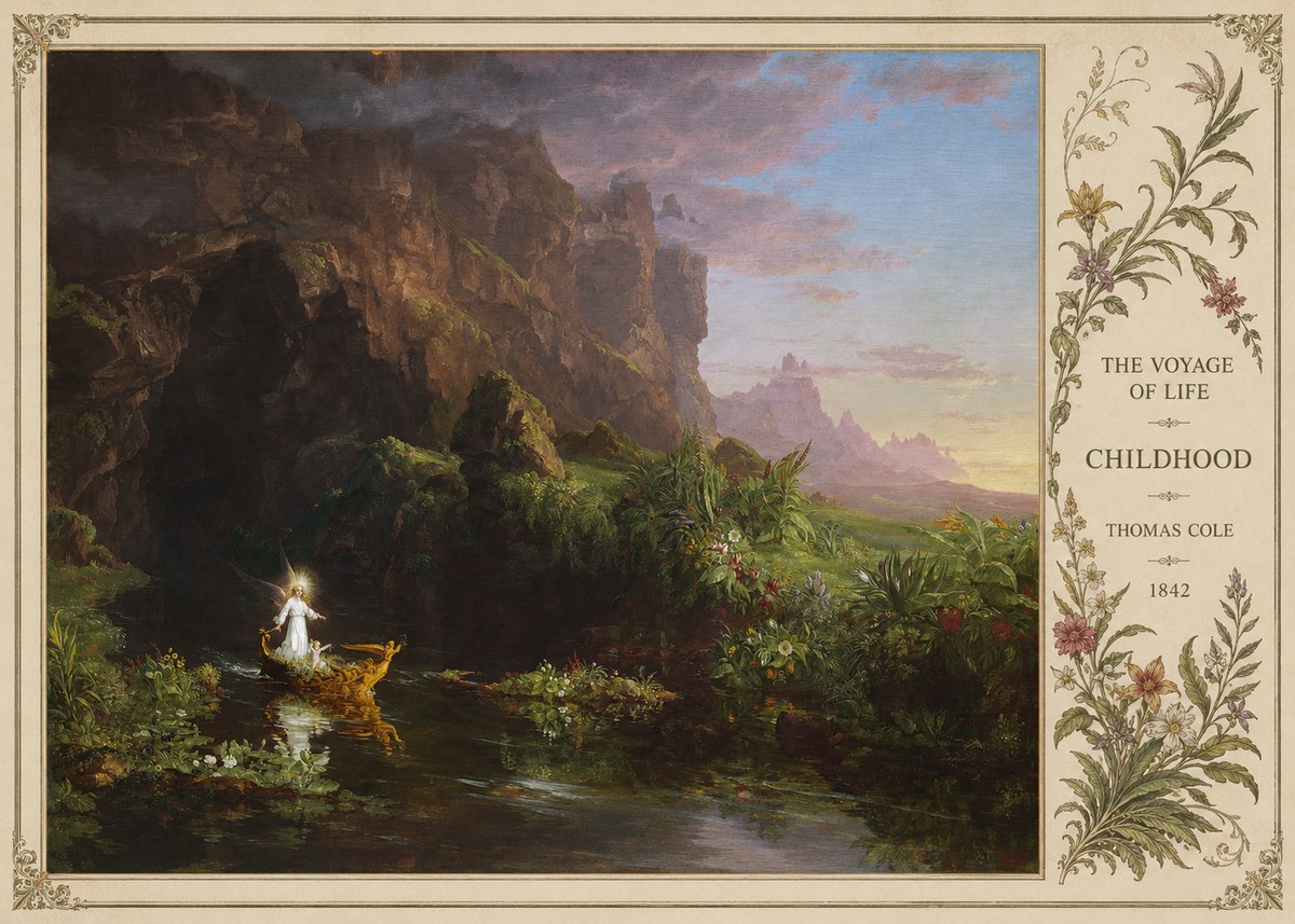 Thomas Cole The Voyage of Life: Childhood I No5 - Juliste