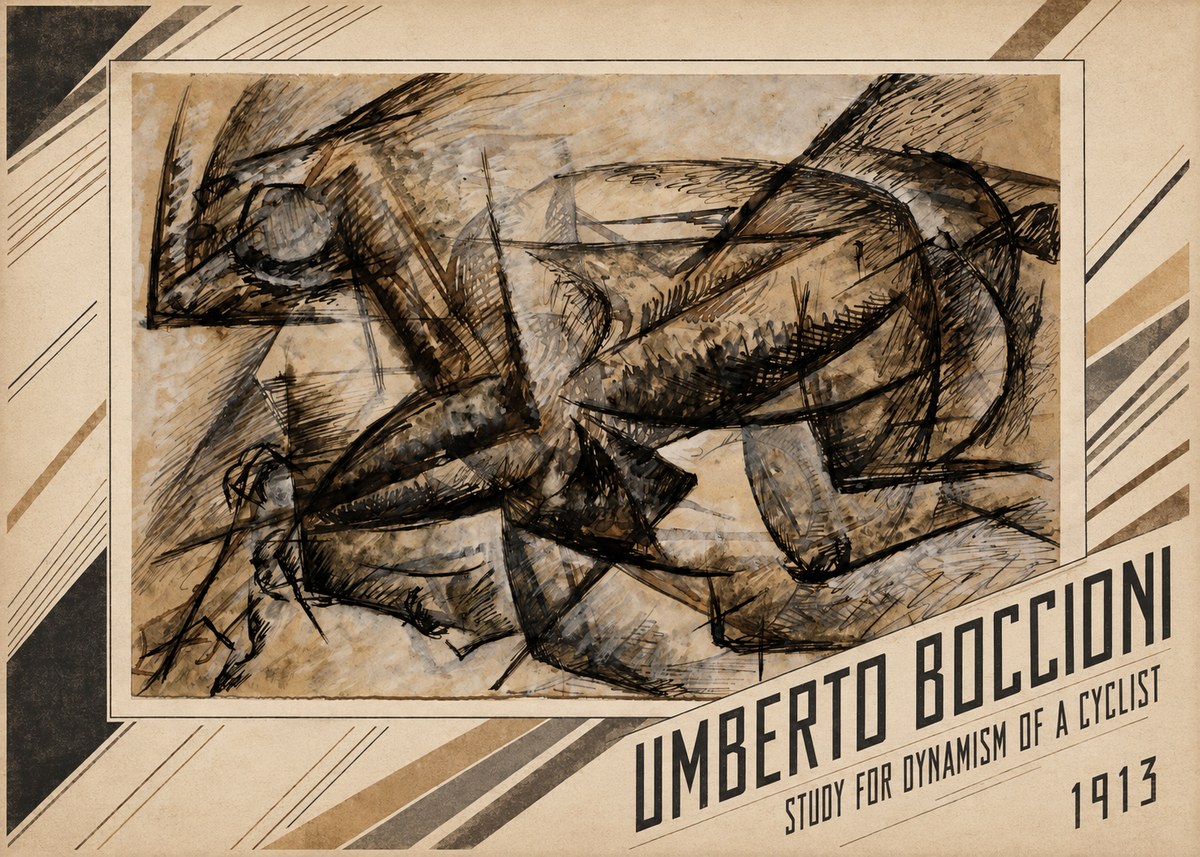 Umberto Boccioni Study for Dynamism of a Cyclist No1 - Juliste