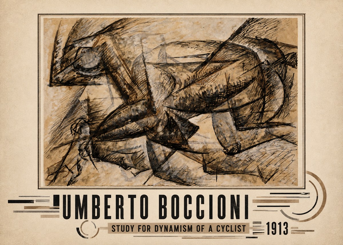 Umberto Boccioni Study for Dynamism of a Cyclist No3 - Juliste
