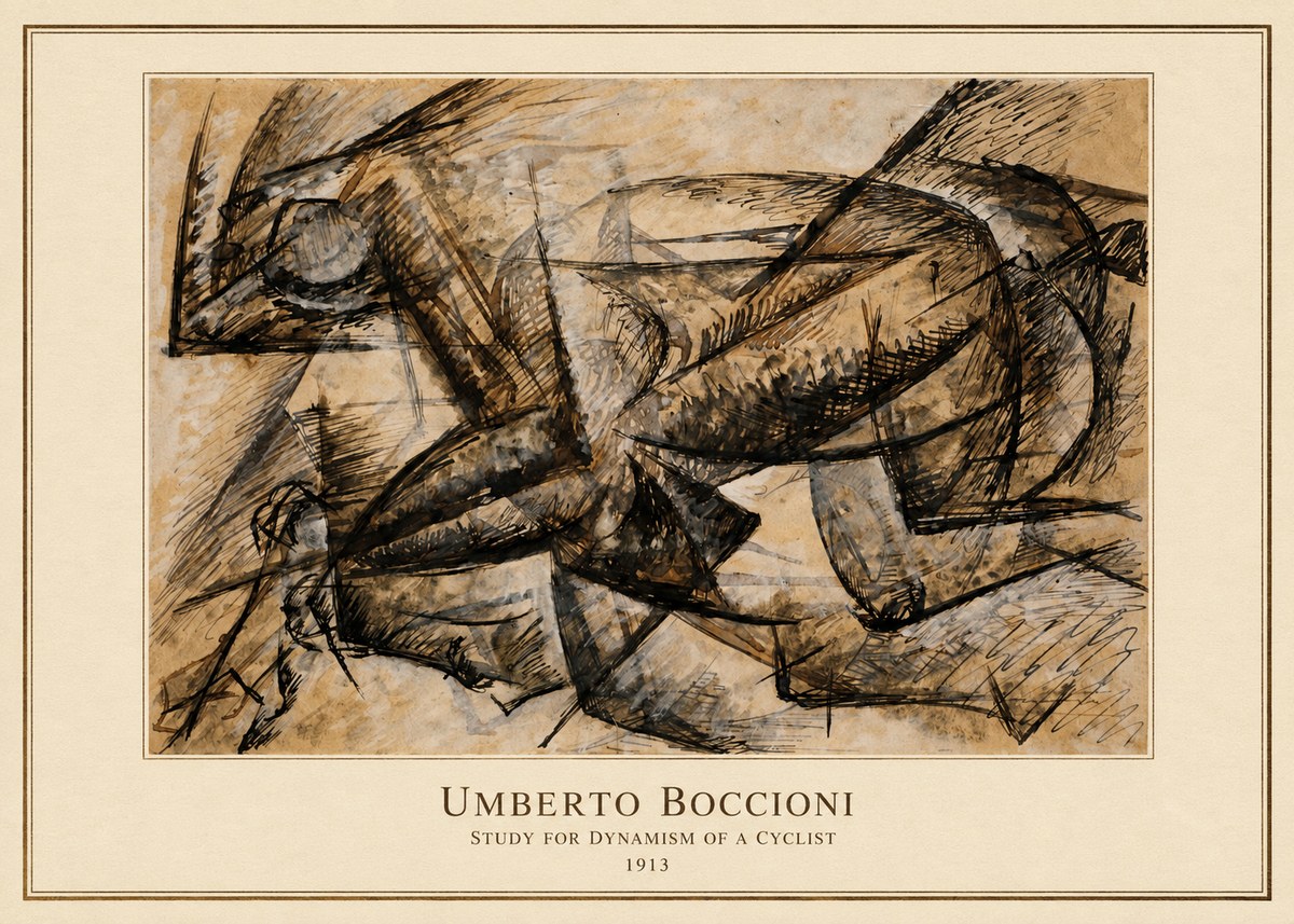 Umberto Boccioni Study for Dynamism of a Cyclist No4 - Juliste