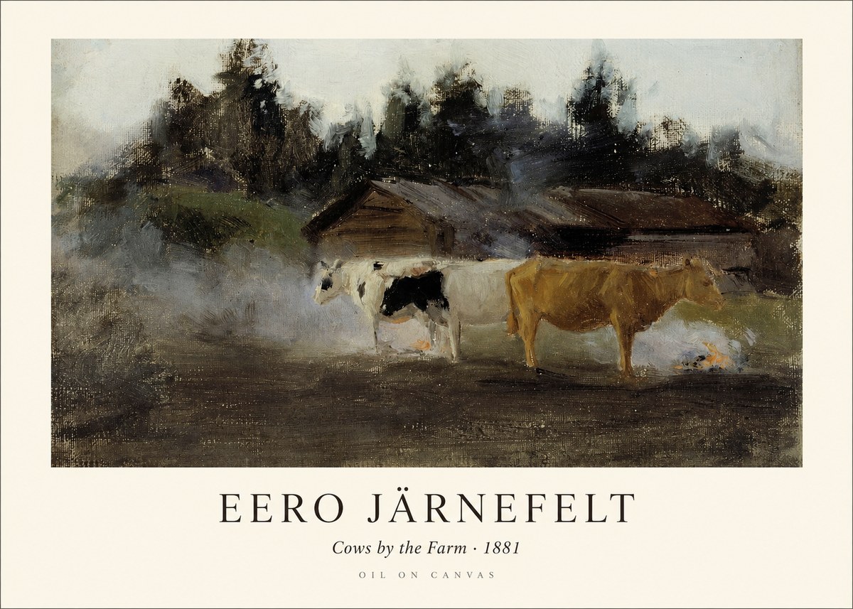 Eero Järnefelt Cows by the Farm · 1881 No1 - Juliste