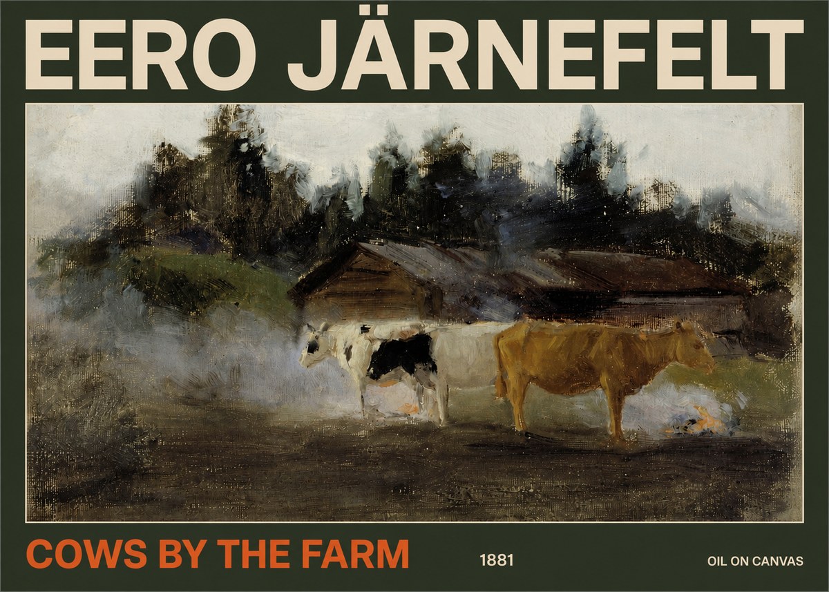 Eero Järnefelt Cows by the Farm · 1881 No2 - Juliste