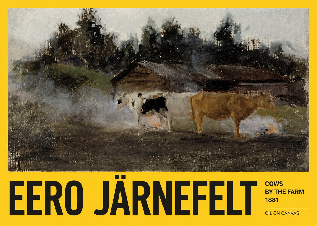 Eero Järnefelt Cows by the Farm · 1881 No4 - Juliste