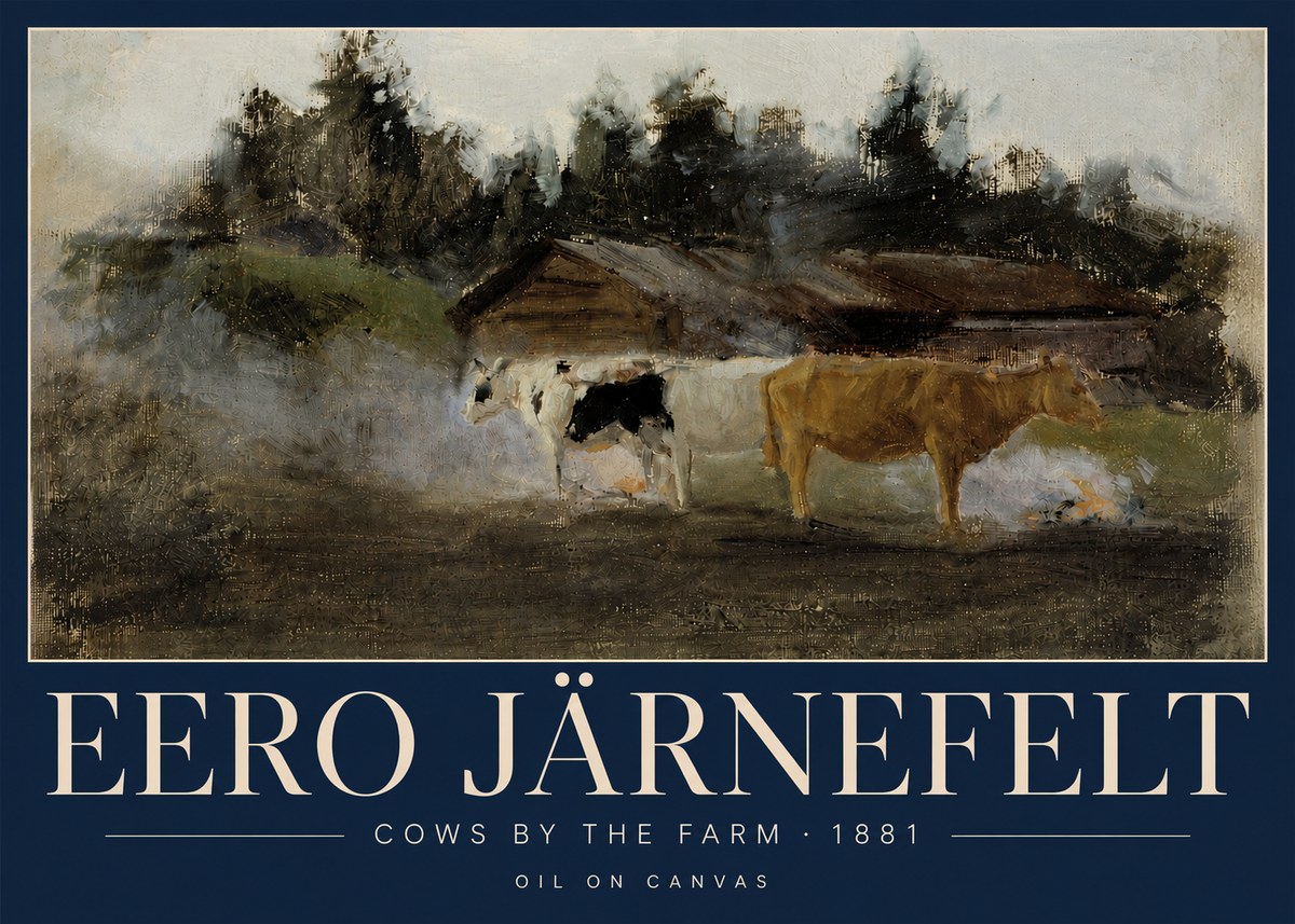 Eero Järnefelt Cows by the Farm · 1881 No5 - Juliste