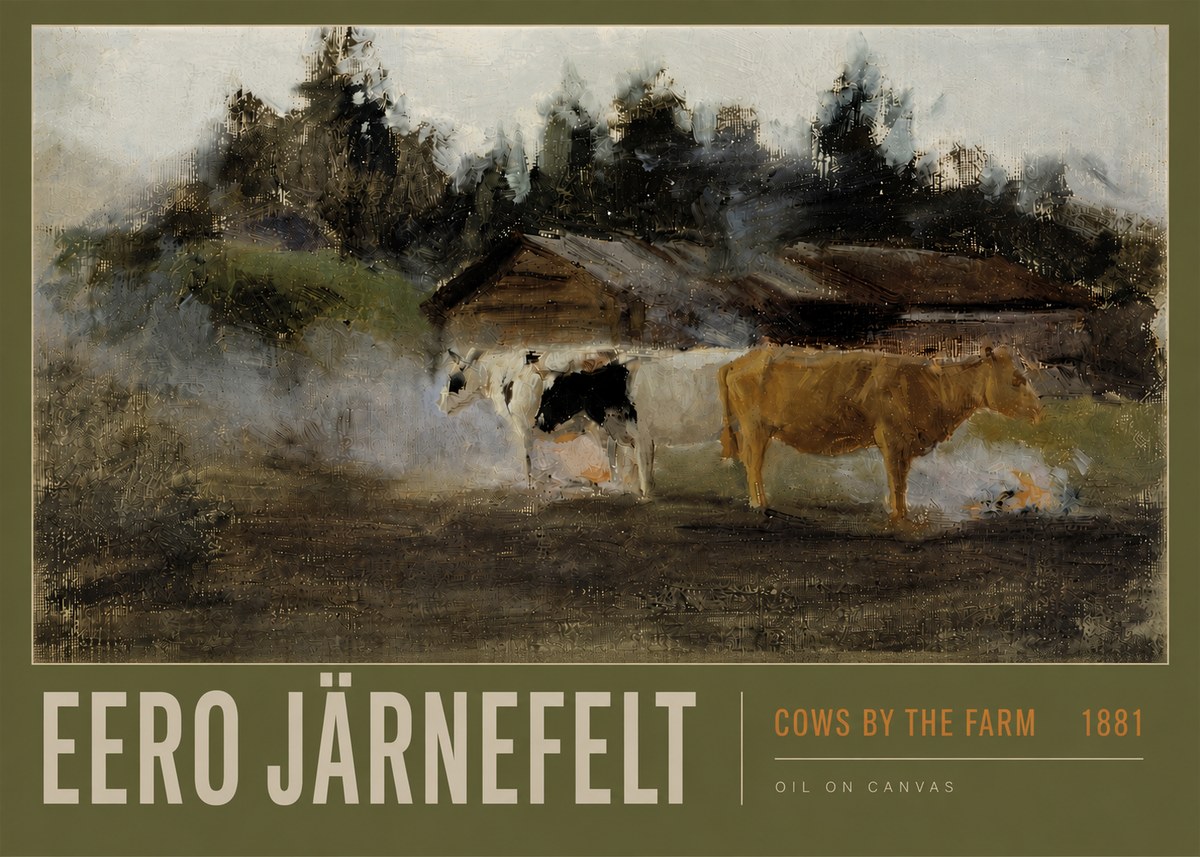 Eero Järnefelt Cows by the Farm · 1881 No6 - Juliste