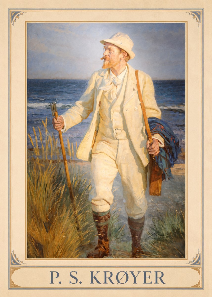 P.S. Krøyer Self-portrait by the Beach No1 - Juliste