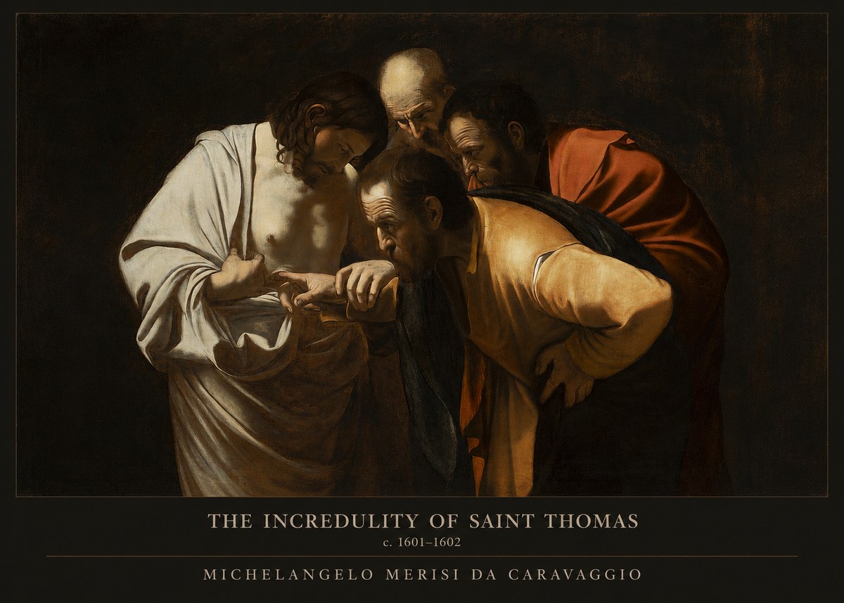 Michelangelo Merisi da Caravaggio The Incredulity of Saint Thomas III No5 - Juliste