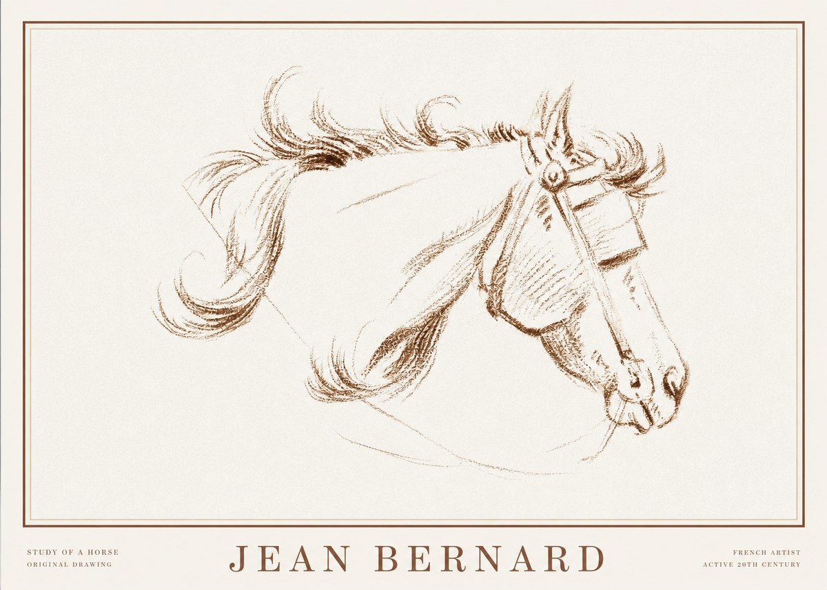 Jean Bernard Study of a Horse I No2 - Juliste