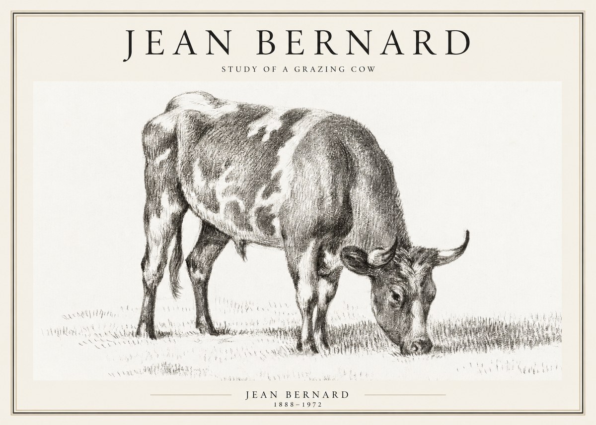 Jean Bernard Grazing Cow I No2 - Juliste