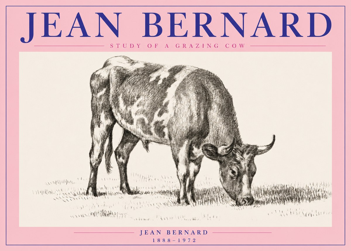 Jean Bernard Grazing Cow I No4 - Juliste