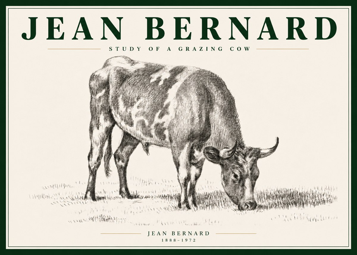 Jean Bernard Grazing Cow I No5 - Juliste