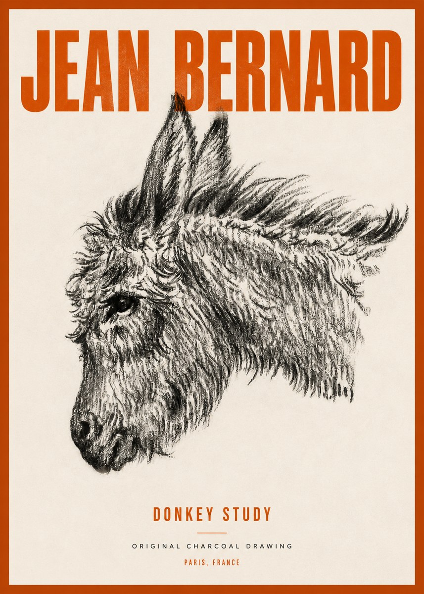 Jean Bernard Donkey Study I No4 - Juliste