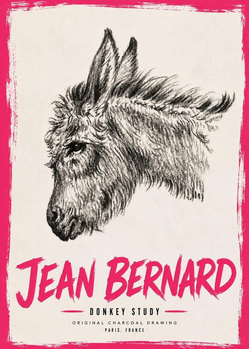 Jean Bernard Donkey Study I No6 - Juliste