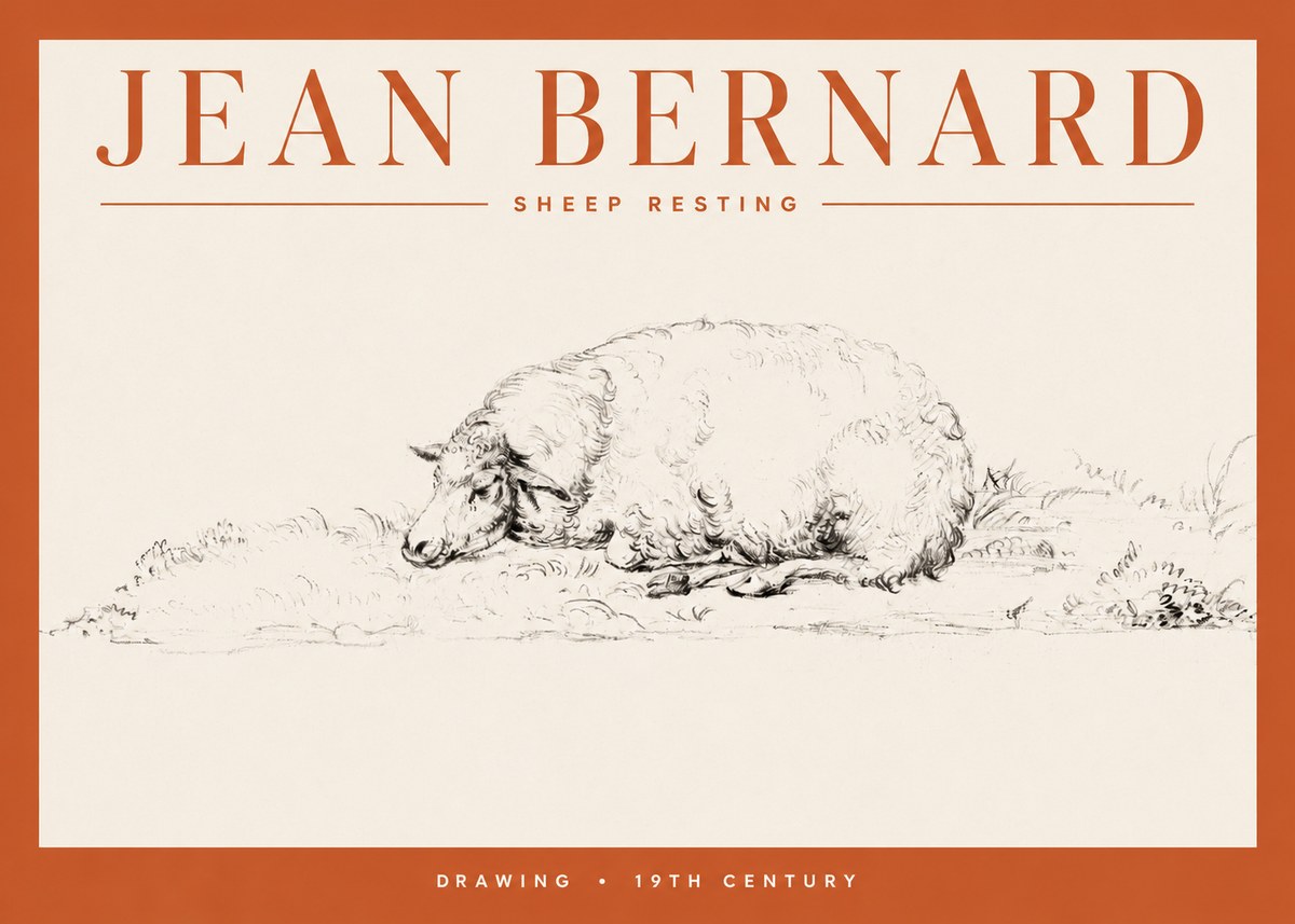 Jean Bernard Sheep Resting on the Ground No4 - Juliste