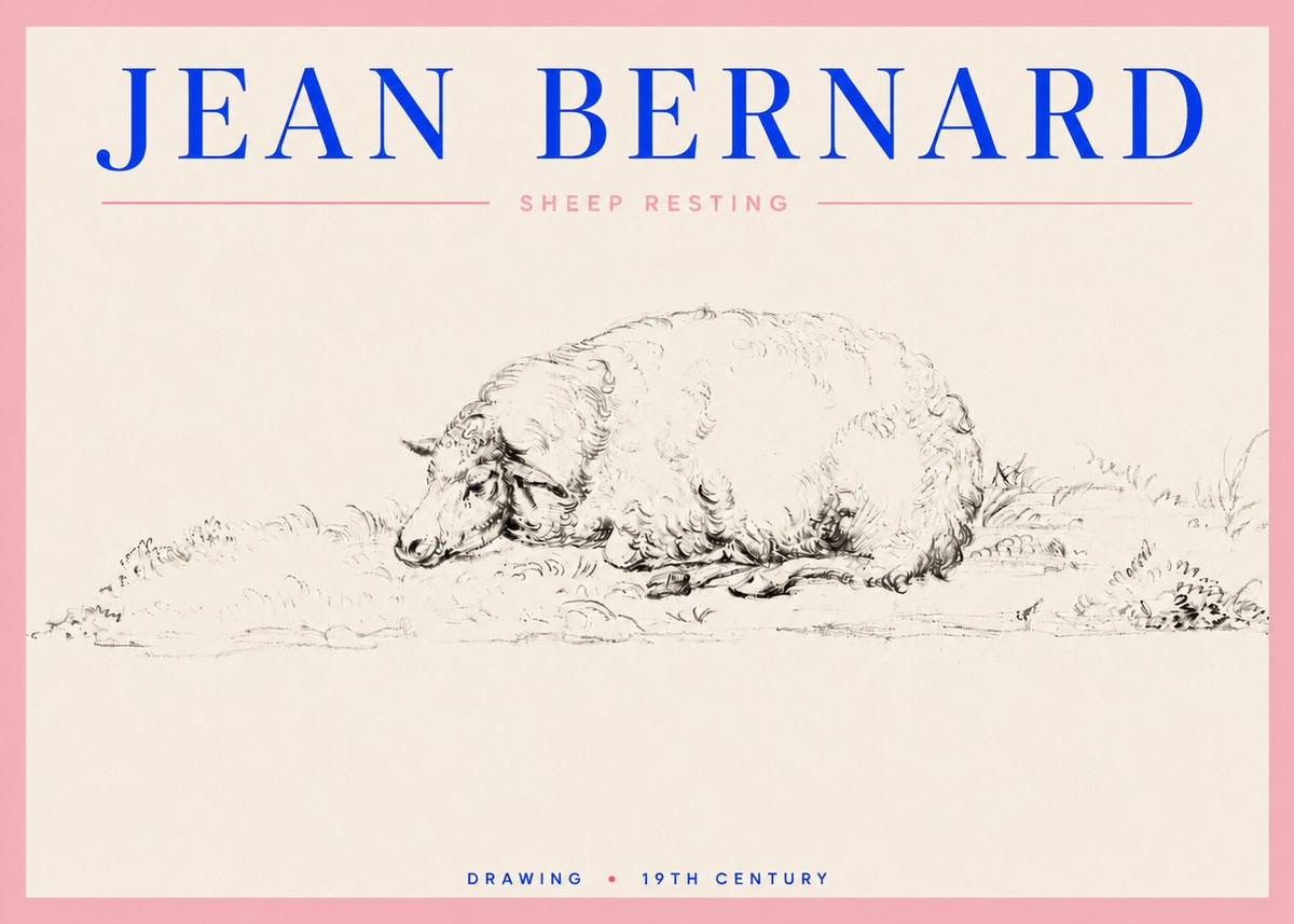 Jean Bernard Sheep Resting on the Ground No5 - Juliste