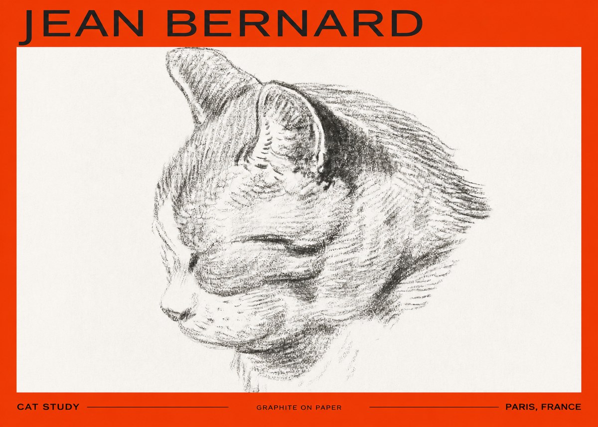 Jean Bernard Cat Study I No2 - Juliste