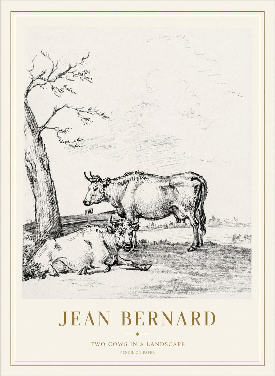 Jean Bernard Two Cows in a Landscape No1 - Juliste