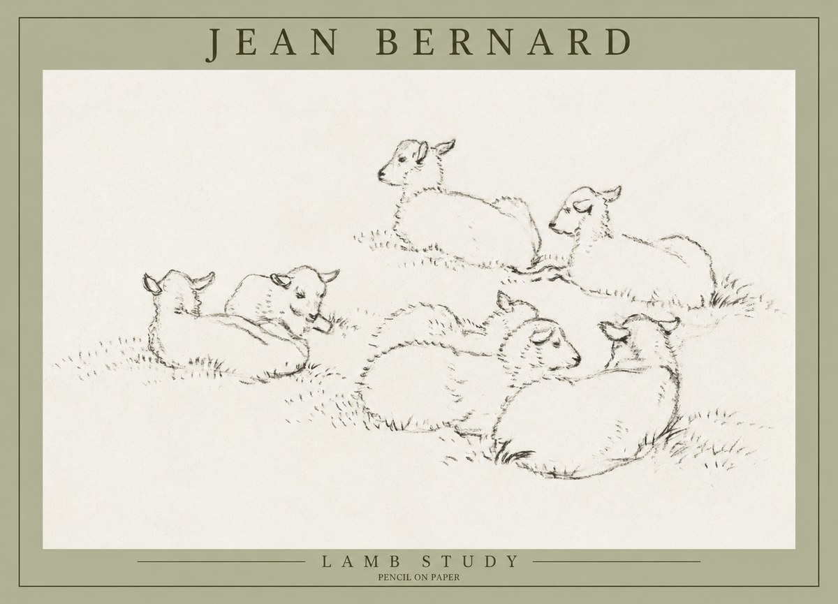 Jean Bernard Study of Lambs No3 - Juliste