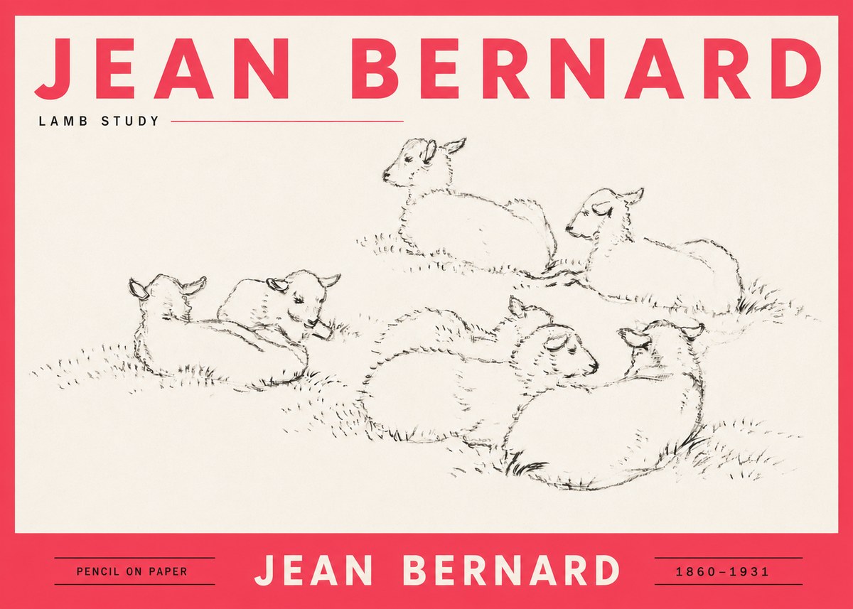 Jean Bernard Study of Lambs No6 - Juliste