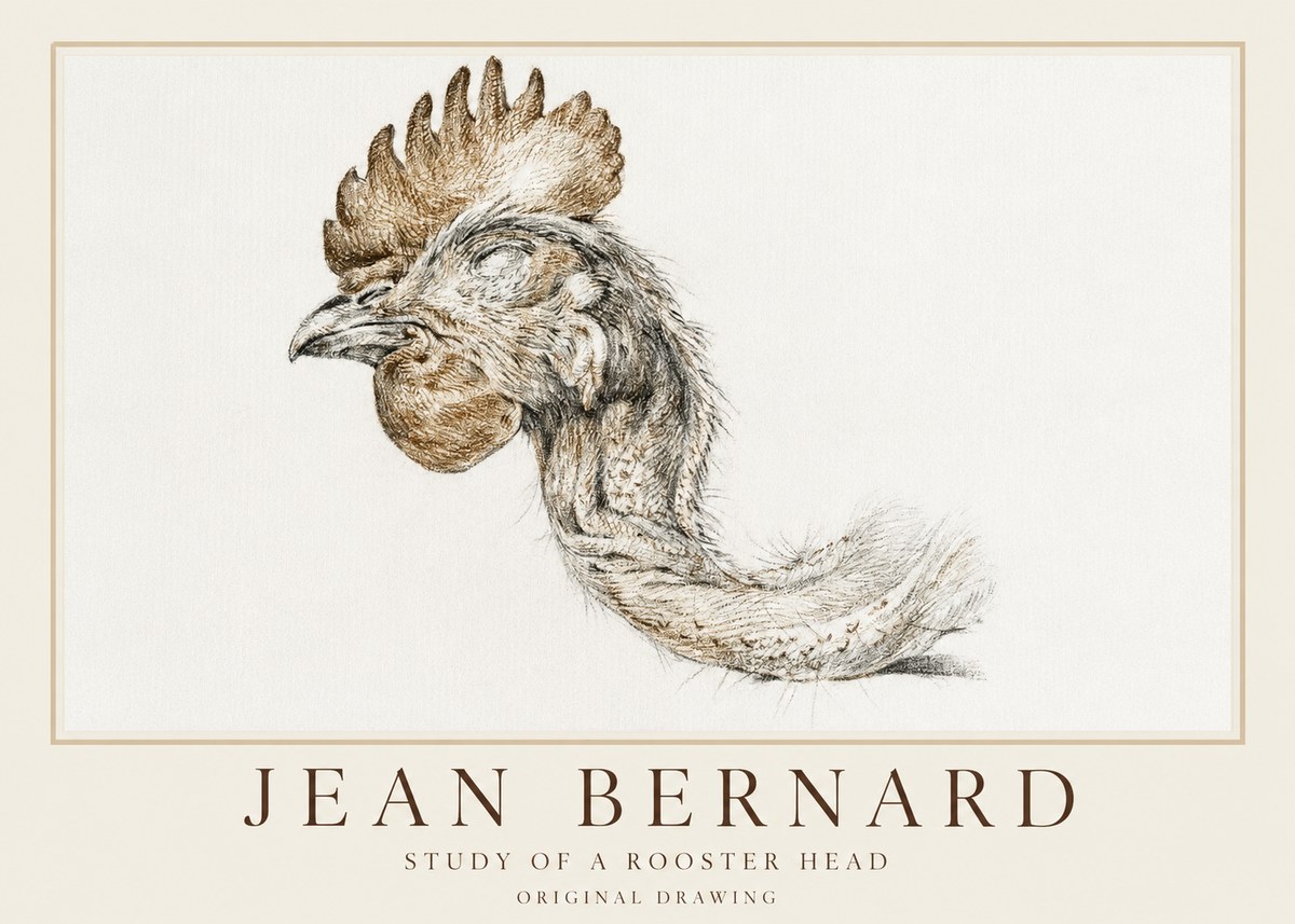 Jean Bernard Study of a Rooster Head No1 - Juliste