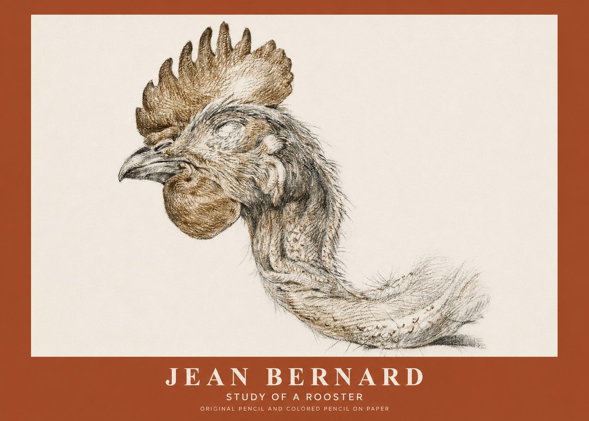 Jean Bernard Study of a Rooster Head No2 - Juliste