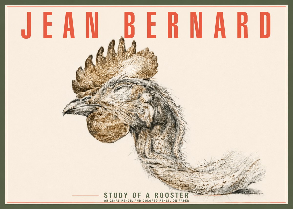 Jean Bernard Study of a Rooster Head No4 - Juliste