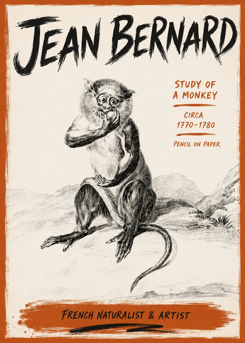 Jean Bernard Study of a Monkey No6 - Juliste
