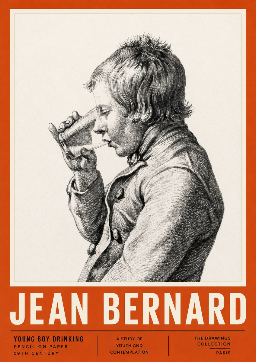 Jean Bernard Young Boy Drinking No2 - Juliste