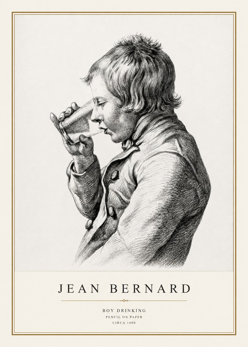 Jean Bernard Young Boy Drinking No3 - Juliste