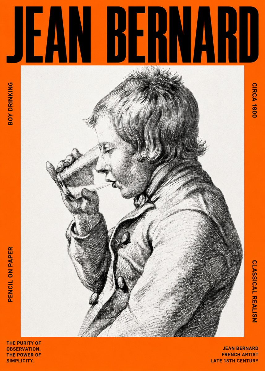 Jean Bernard Young Boy Drinking No4 - Juliste