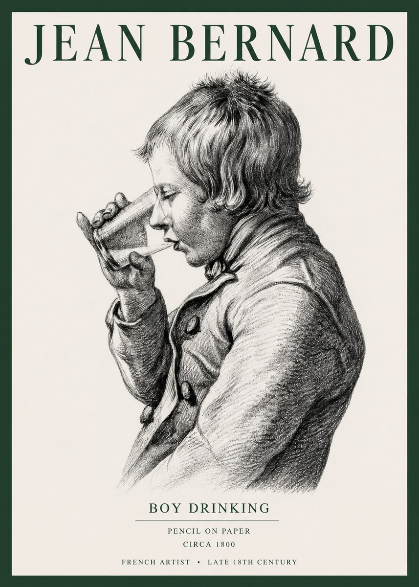 Jean Bernard Young Boy Drinking No5 - Juliste