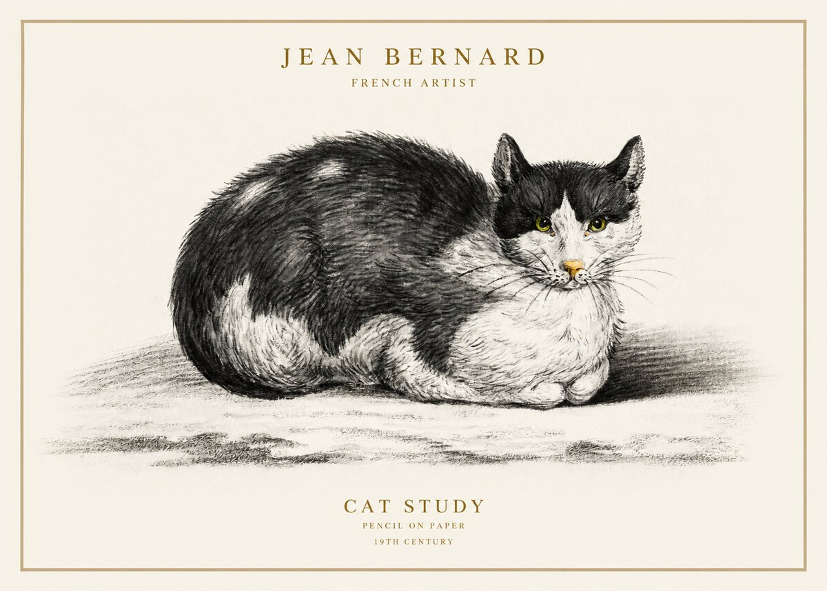 Jean Bernard Cat Study II No1 - Juliste