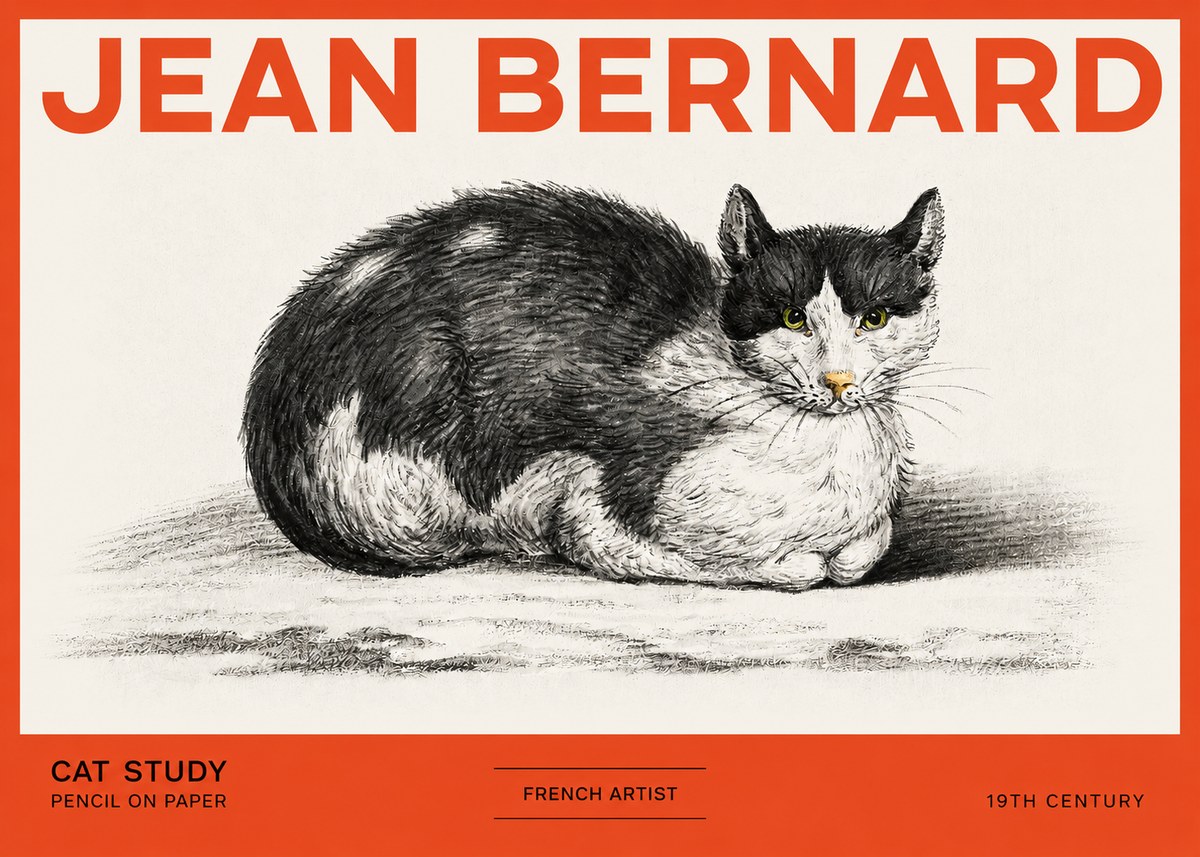 Jean Bernard Cat Study II No2 - Juliste