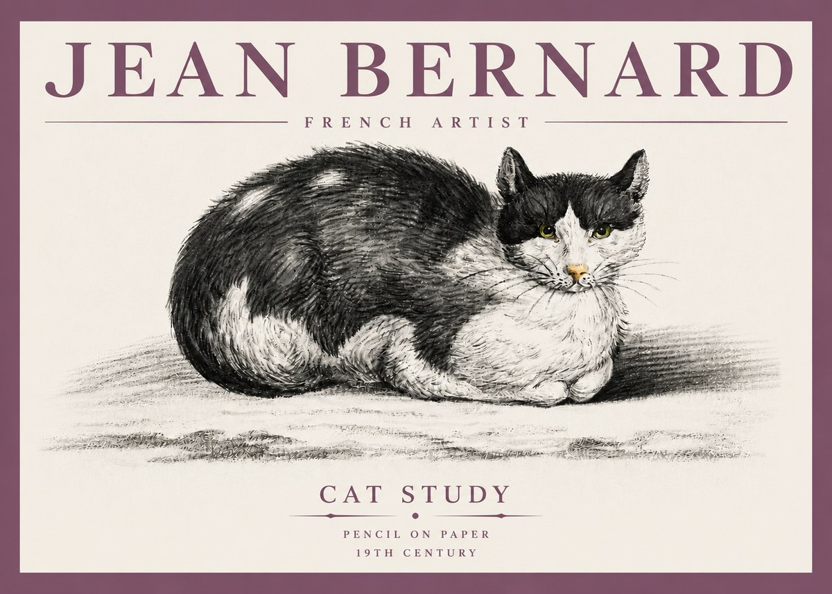 Jean Bernard Cat Study II No4 - Juliste