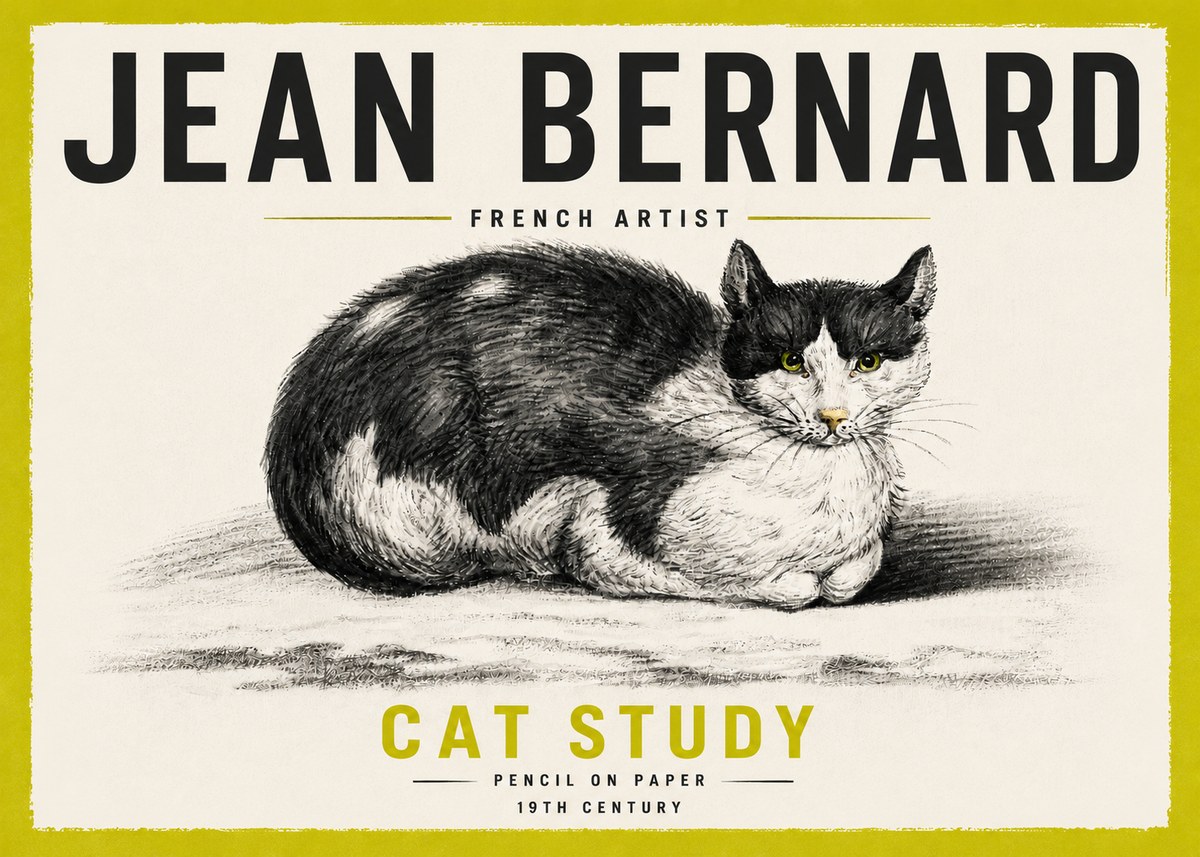 Jean Bernard Cat Study II No5 - Juliste