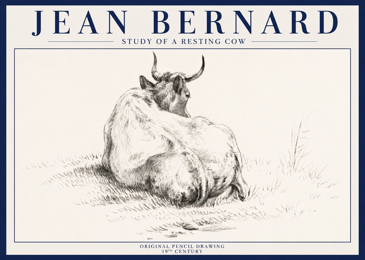 Jean Bernard Study of a Resting Cow I No3 - Juliste