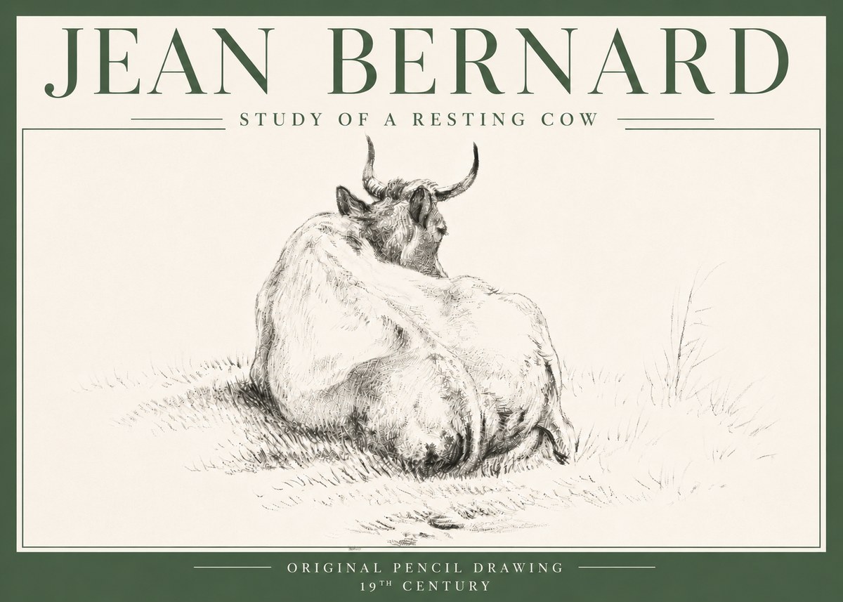 Jean Bernard Study of a Resting Cow I No4 - Juliste